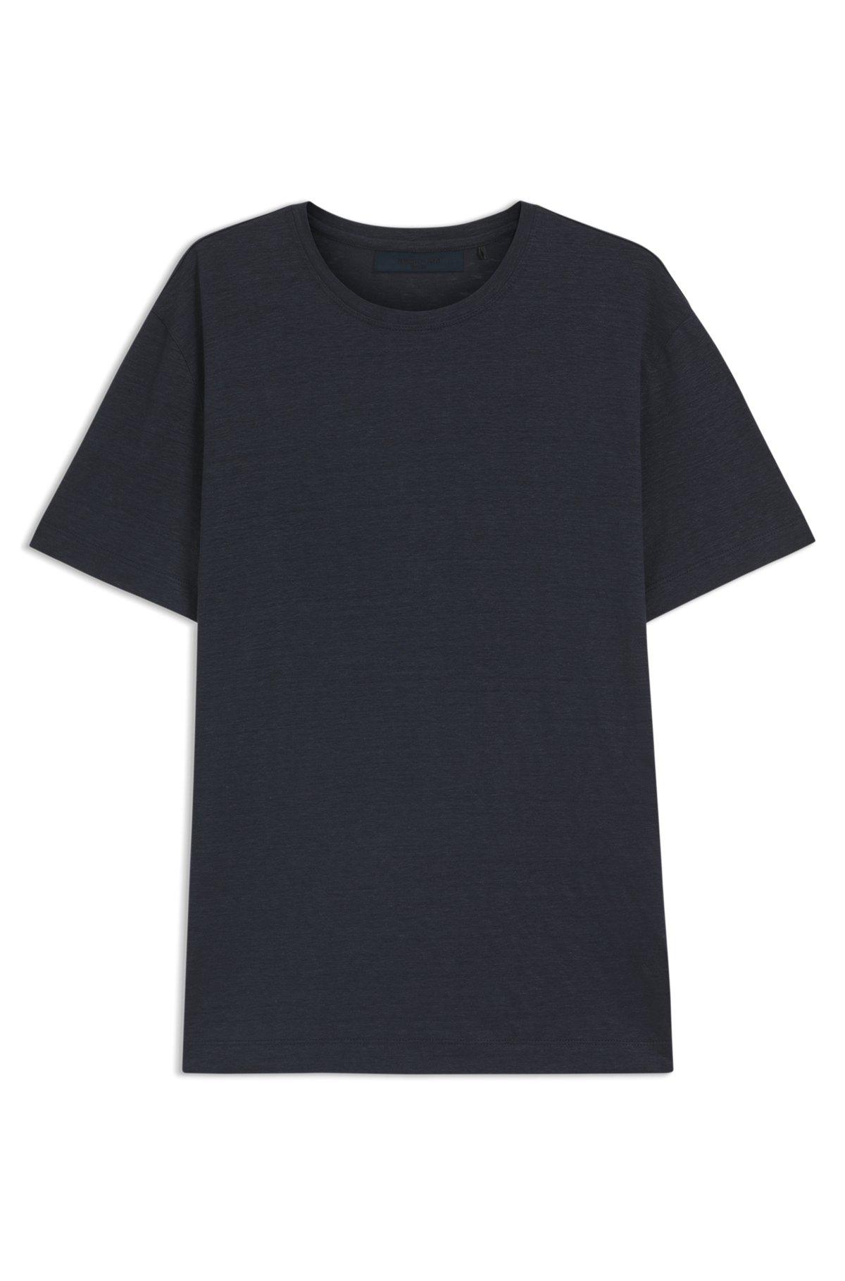 BOSS - BECKHAM x BOSS T-shirt in soft linen - Dark Blue Product Image
