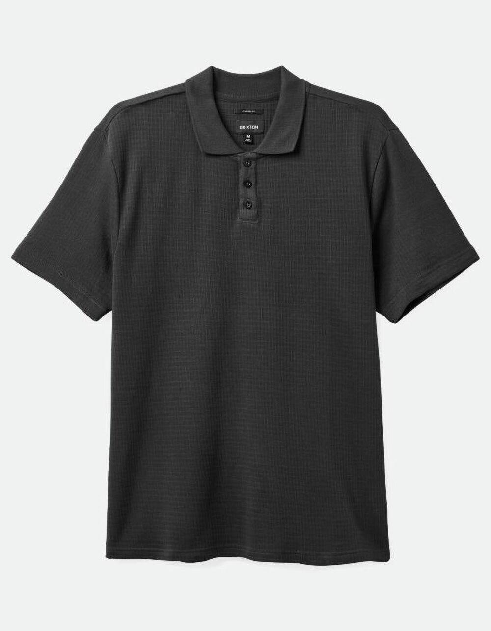 BRIXTON Waffle Mens Polo Shirt - WASHED BLACK Product Image
