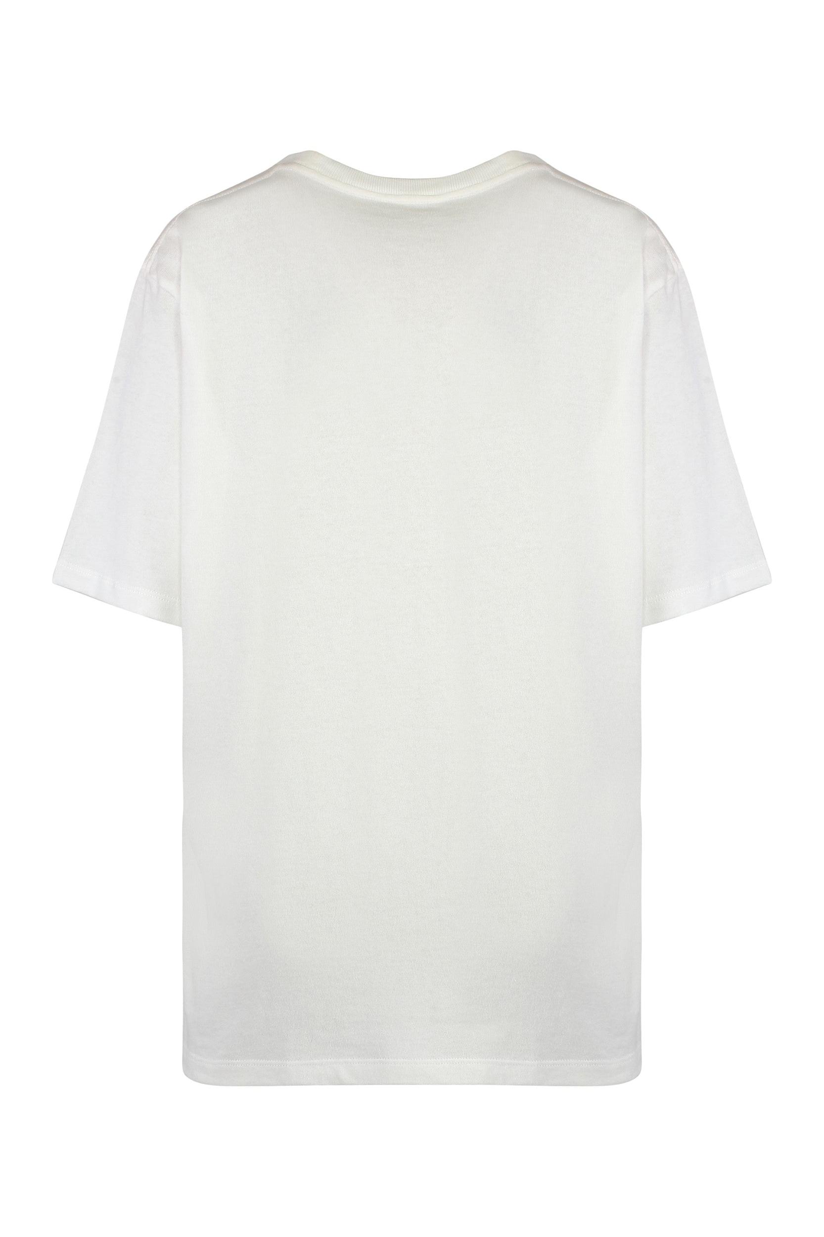 CHLOÉ White Crewneck T-shirt With Logo Print On The Front In Cotton Woman Product Image