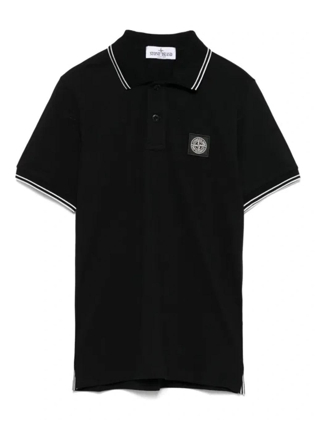 STONE ISLAND Mens Black Brand-patch Regular-fit Stretch-cotton Polo Shirt Xl Product Image