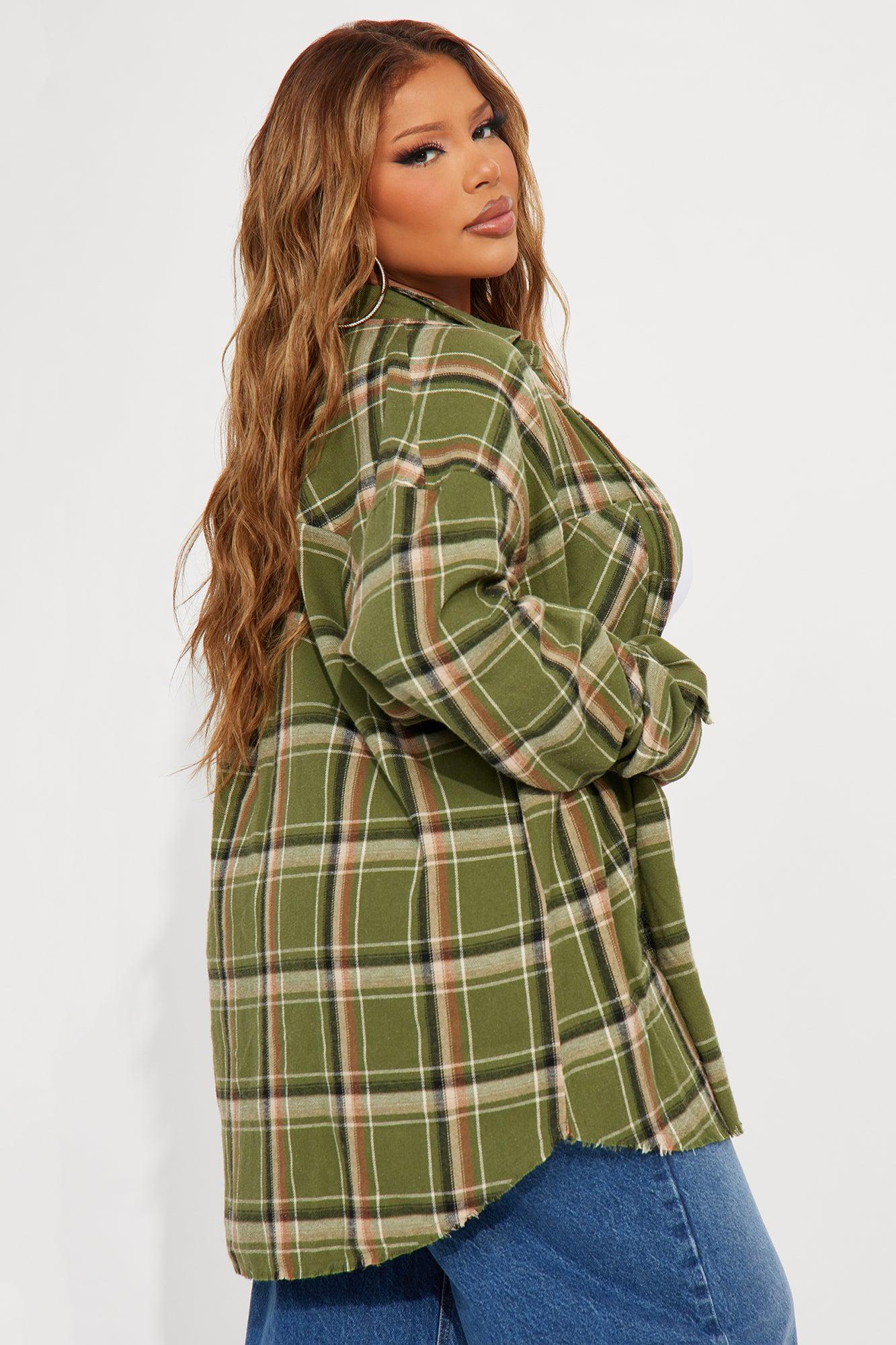 Seasons Change Plaid Shirt - Olive/combo Female Product Image