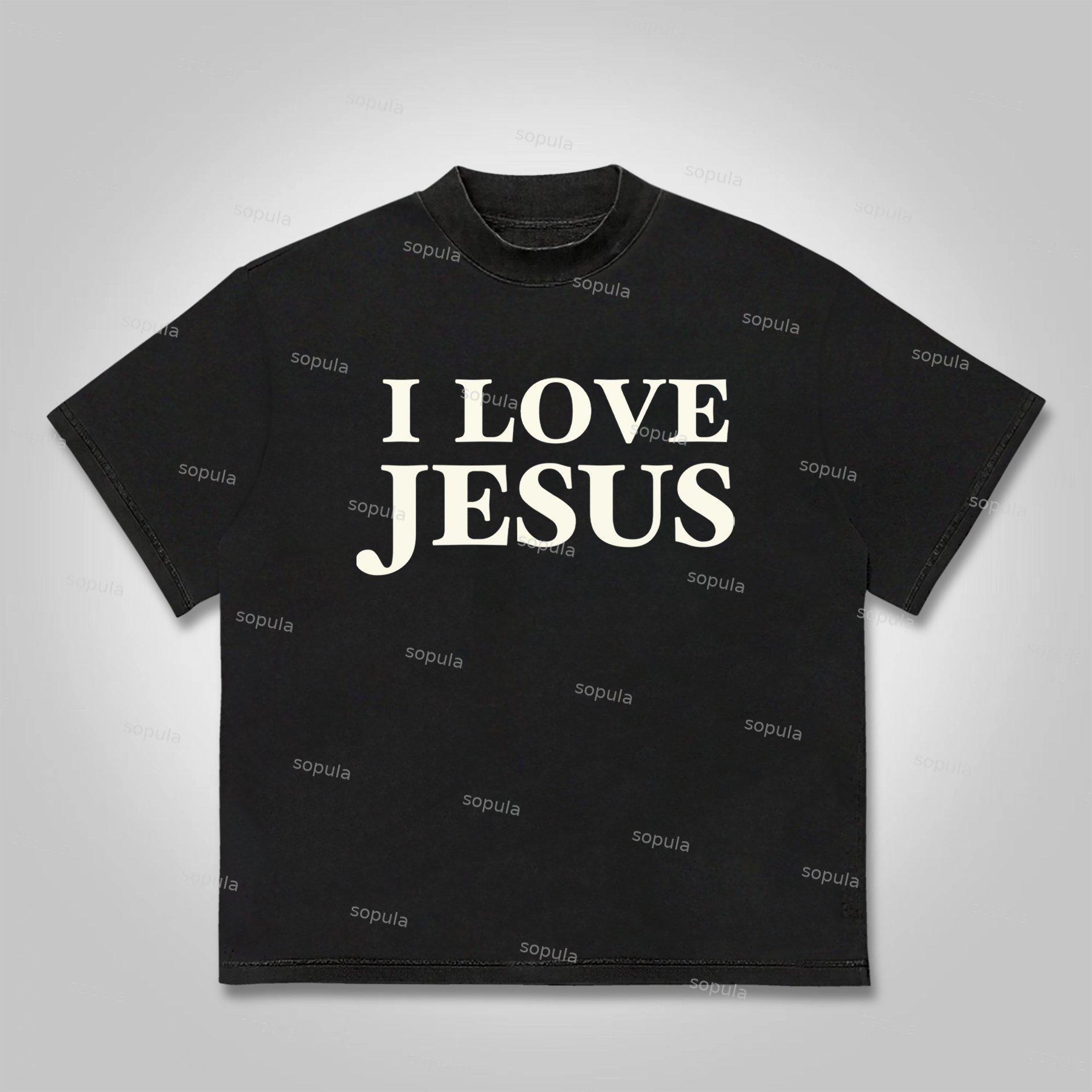 Sopula I Love Jesus. Jesus Loves The Worl Graphics Cotton T-shirt Product Image