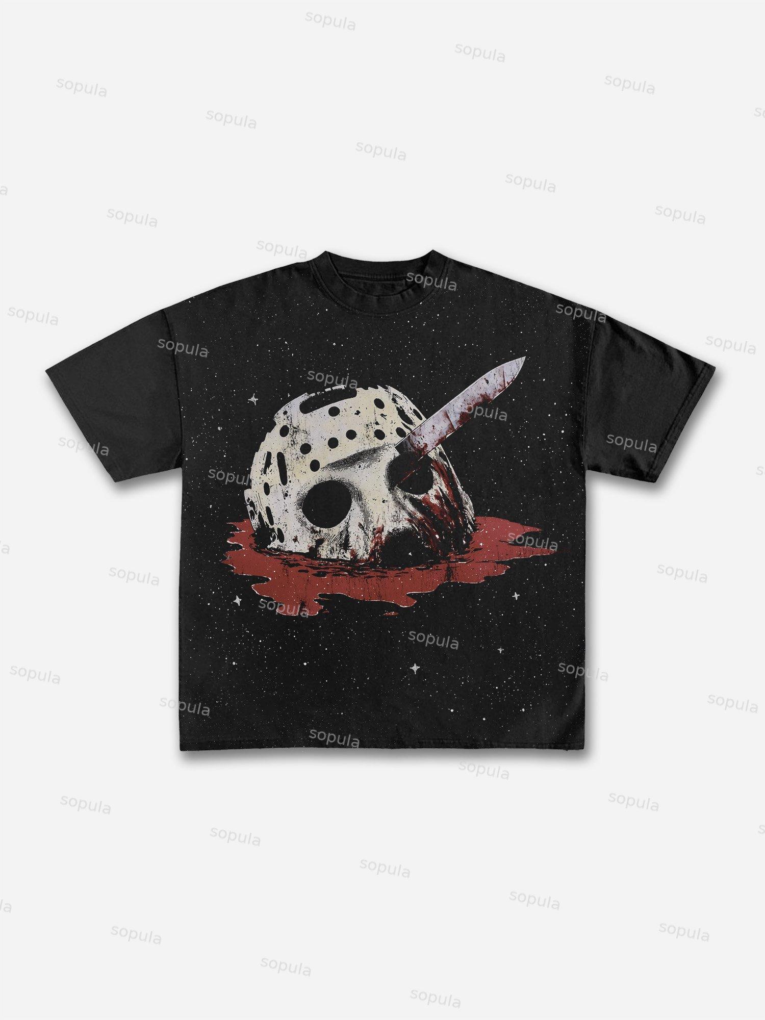 Killer Mask Printed Cotton T-shirt Product Image