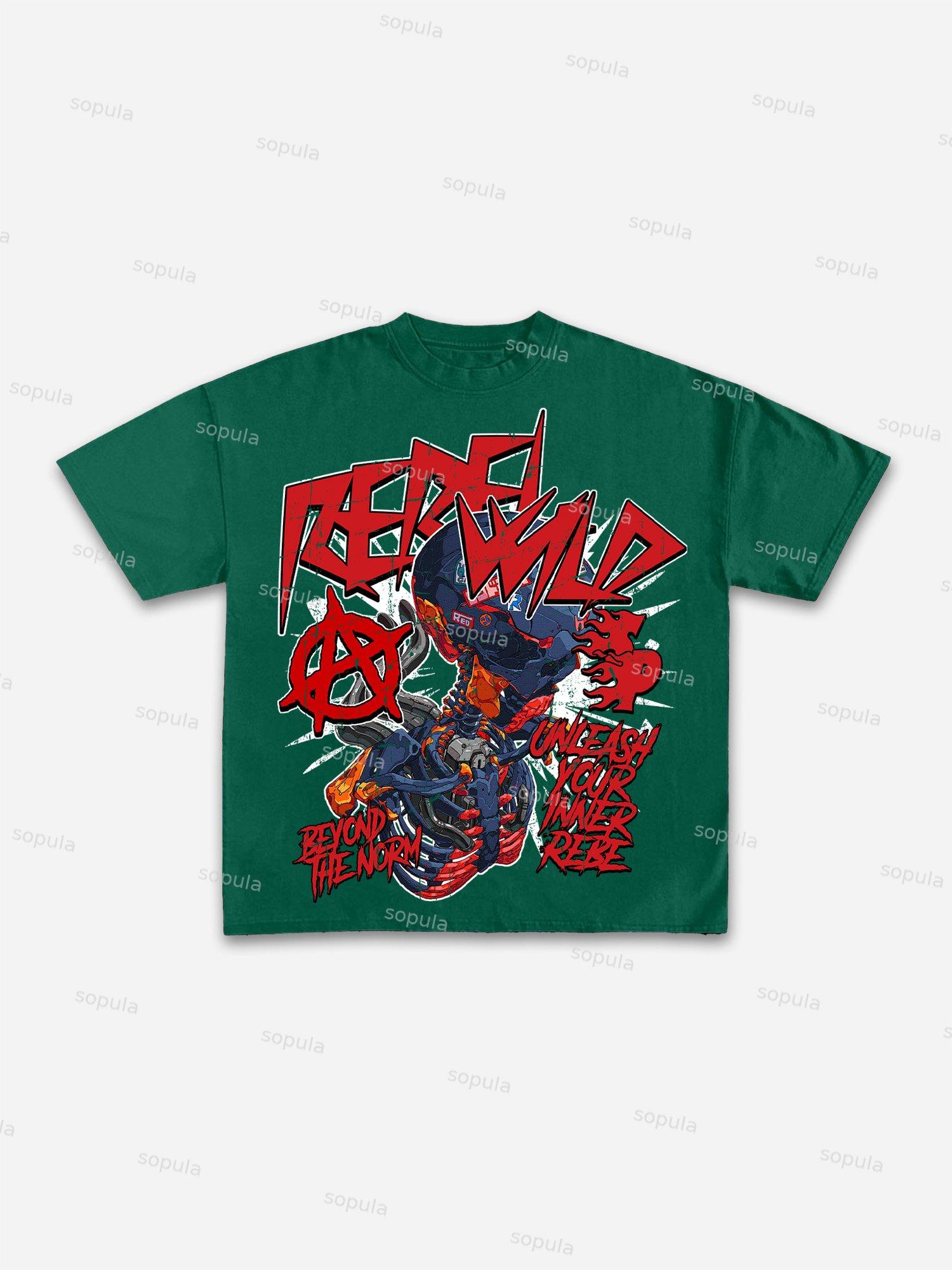 Rebel Skull Graphic Print Cotton T-shirt Product Image