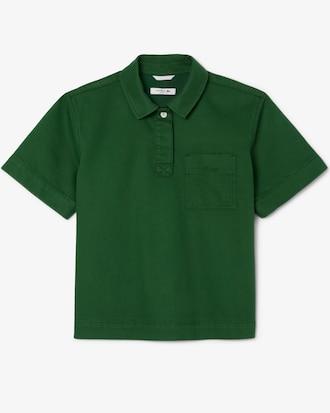 Oversized Denim Polo Shirt Product Image