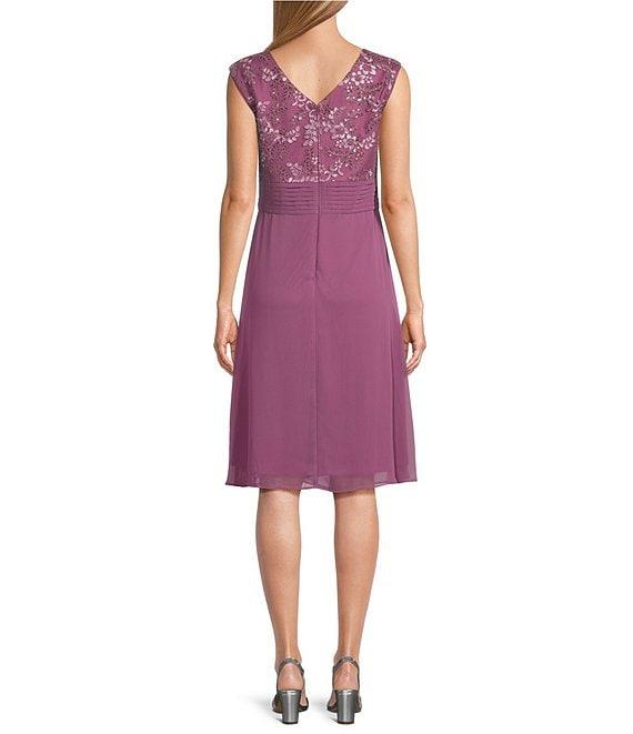 Alex Evenings Cap Sleeve Empire Waist Embroidered Midi Dress Product Image