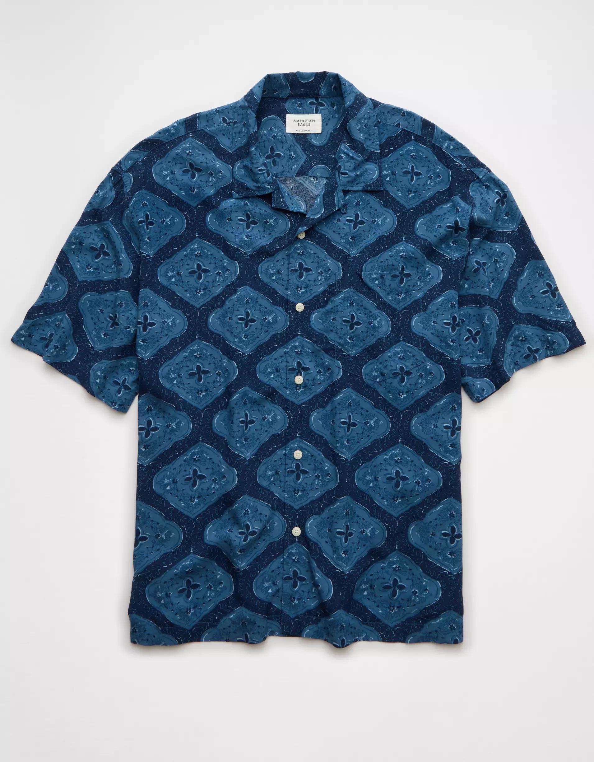 AE Poolside Printed Button-Up Shirt Product Image