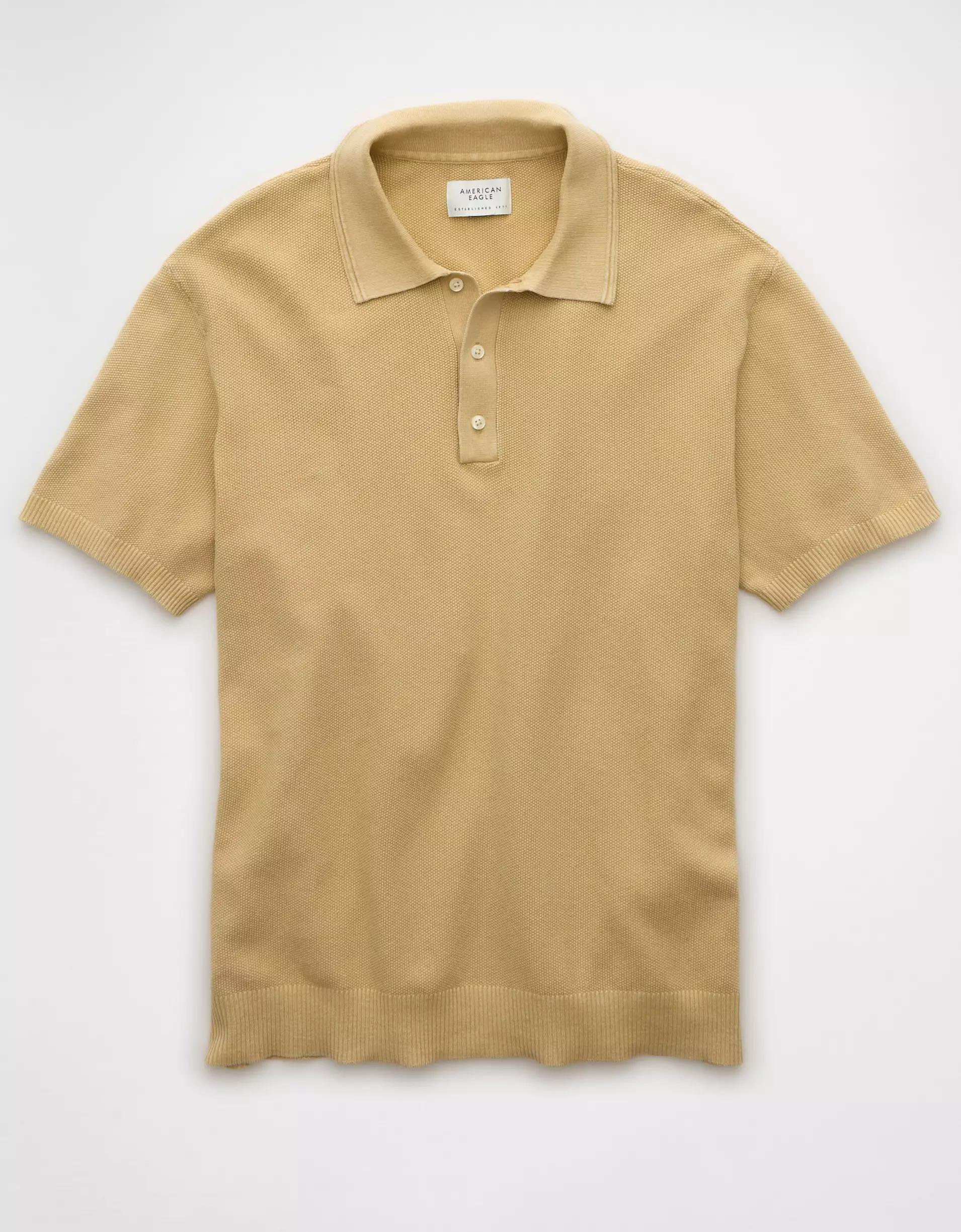 AE Weekend Washed Sweater Polo Shirt Product Image