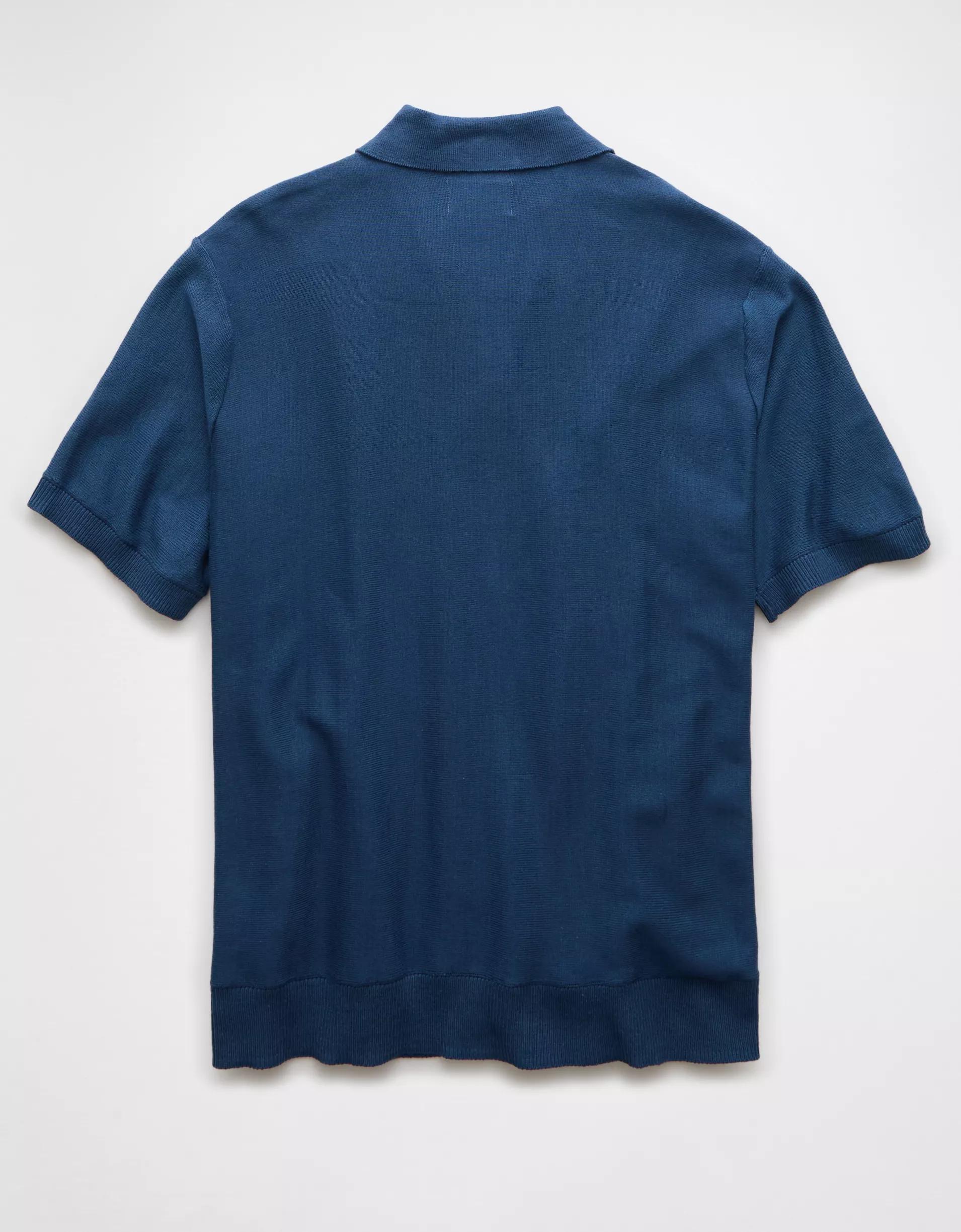 AE Weekend Button-Up Striped Sweater Polo Shirt Product Image