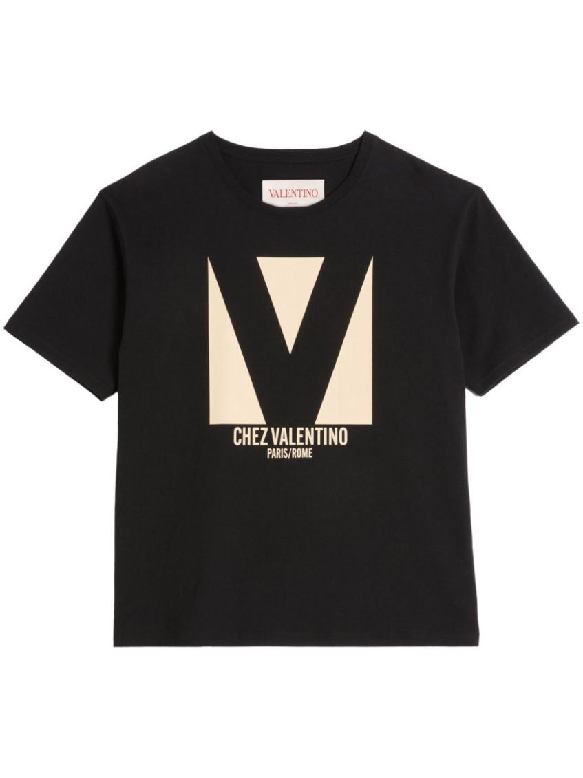 VALENTINO Crew Neck Short Sleeves T-shirts In Black Product Image