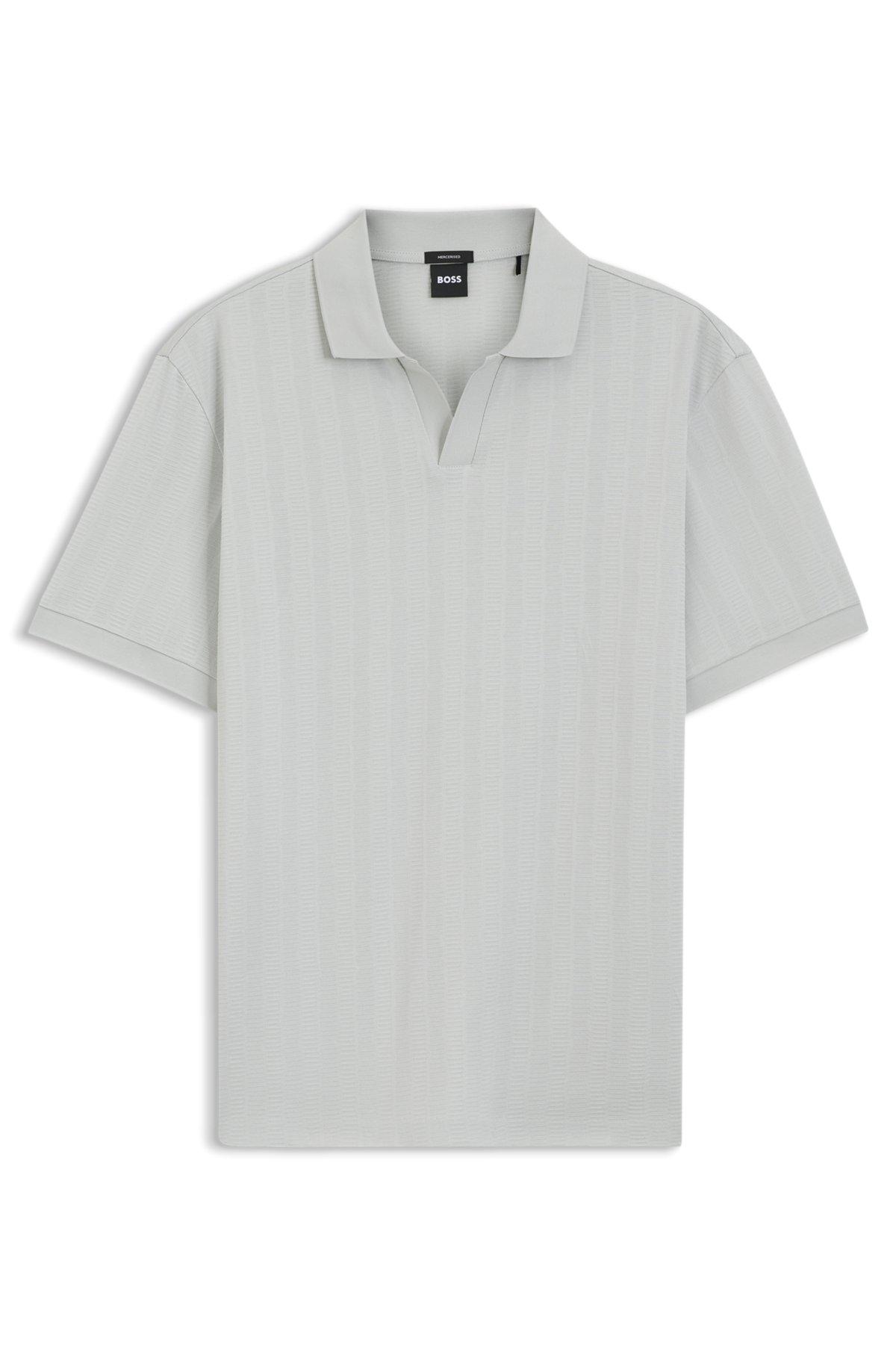 Cotton-jacquard polo shirt with Johnny collar Product Image