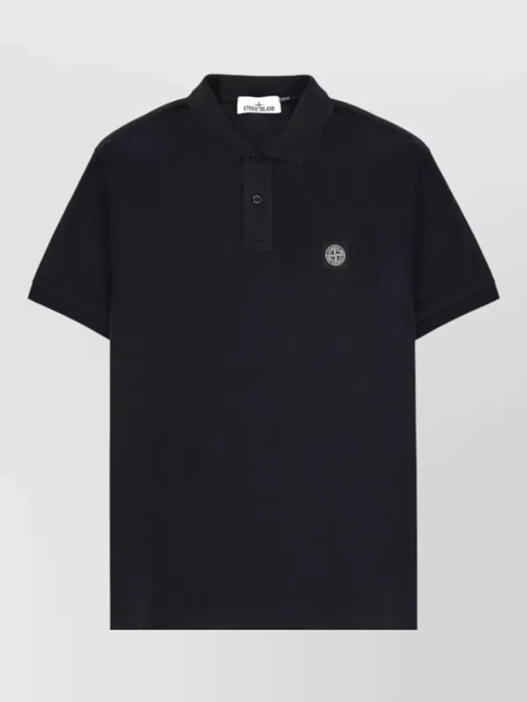 STONE ISLAND Mens Black Brand-patch Regular-fit Stretch-cotton Polo Shirt Xl Product Image