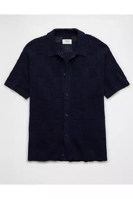 AE Weekend Checkerboard Button-Up Sweater Polo Shirt Mens Product Image