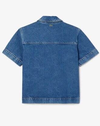 Oversized Denim Polo Shirt Product Image