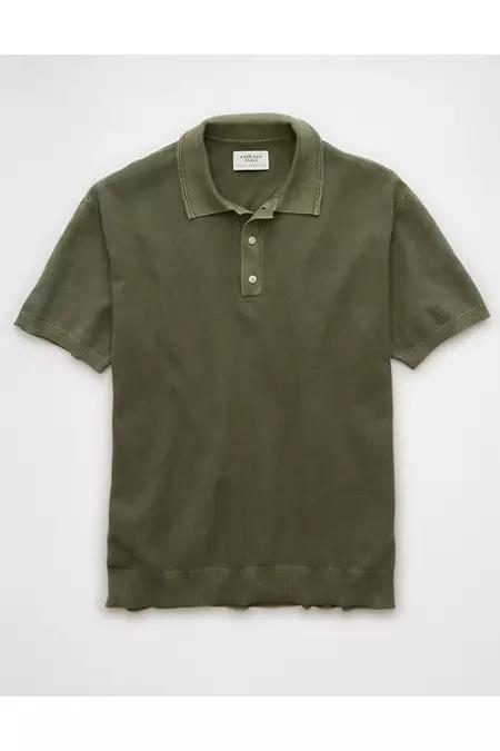AE Weekend Washed Sweater Polo Shirt Mens Product Image