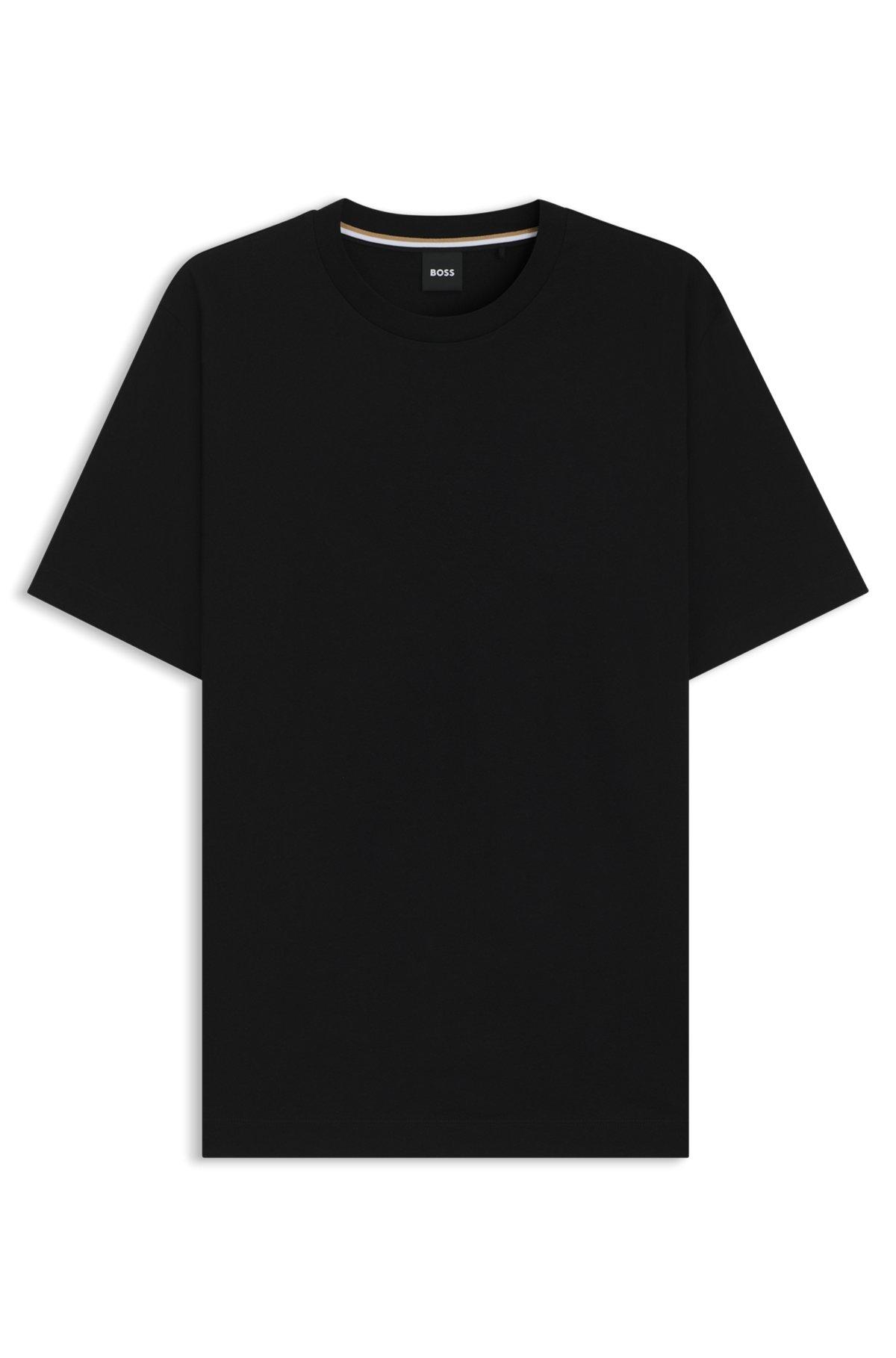 BOSS - Regular-fit T-shirt in cotton jersey with ribbed collar - Black Product Image