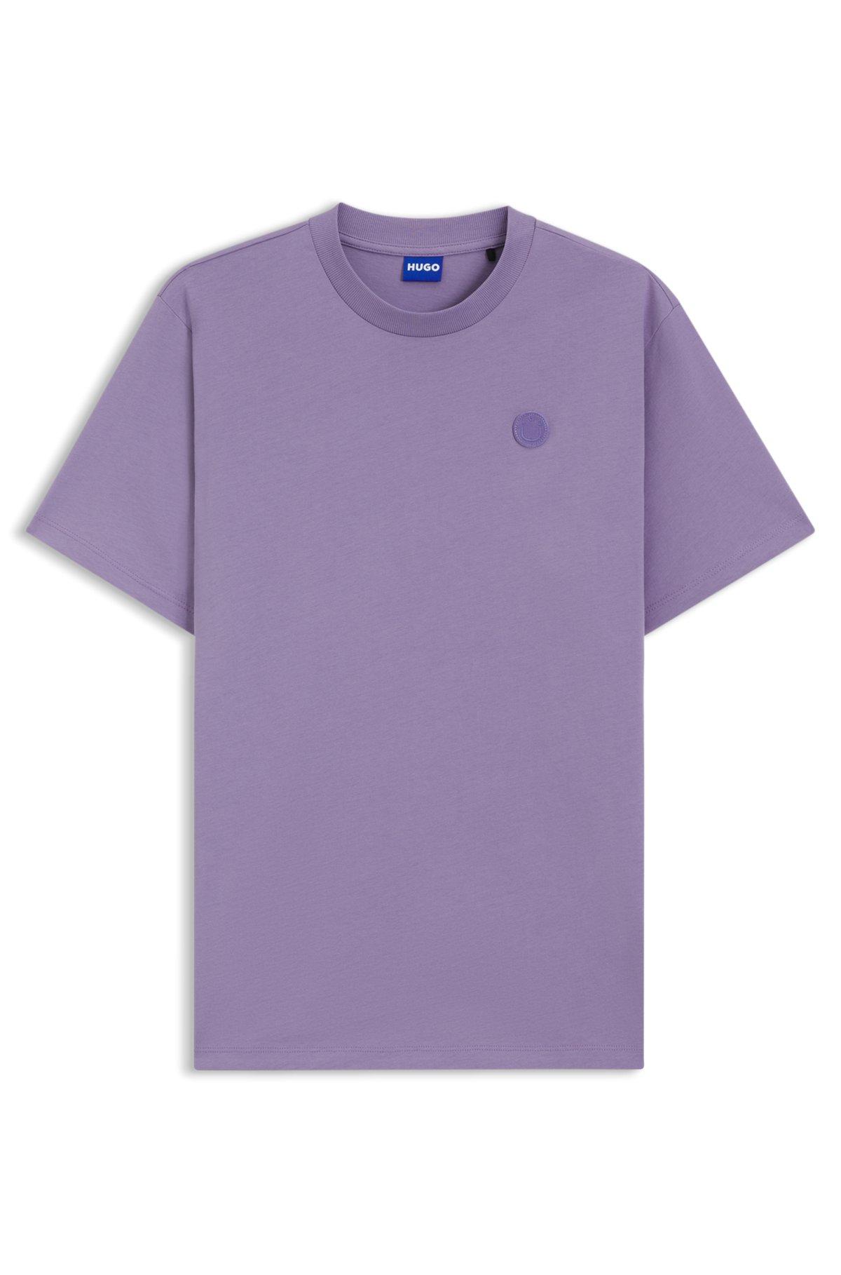 Cotton-jersey T-shirt with Happy HUGO logo Product Image