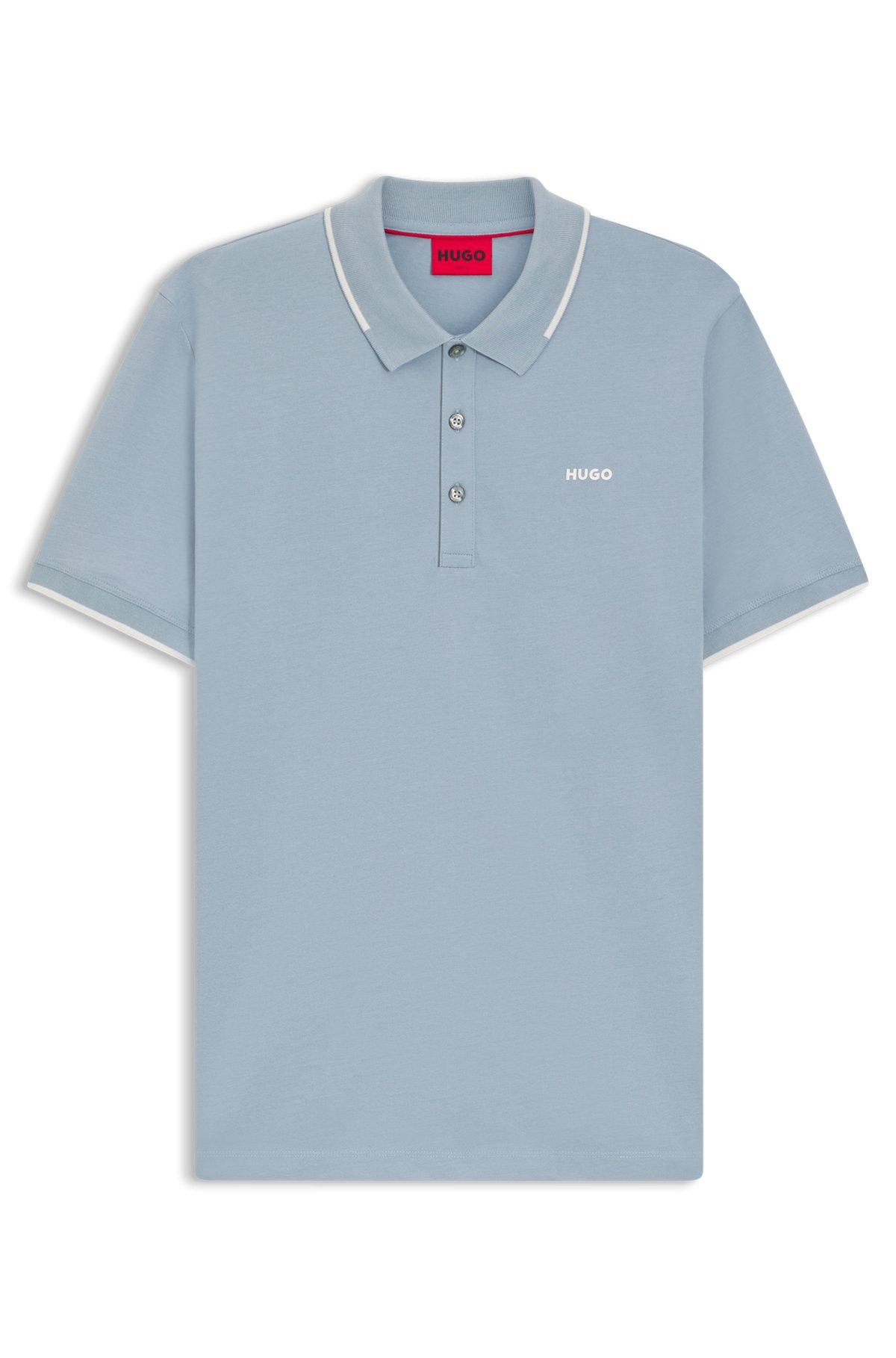 Stretch-cotton slim-fit polo shirt with printed logo Product Image