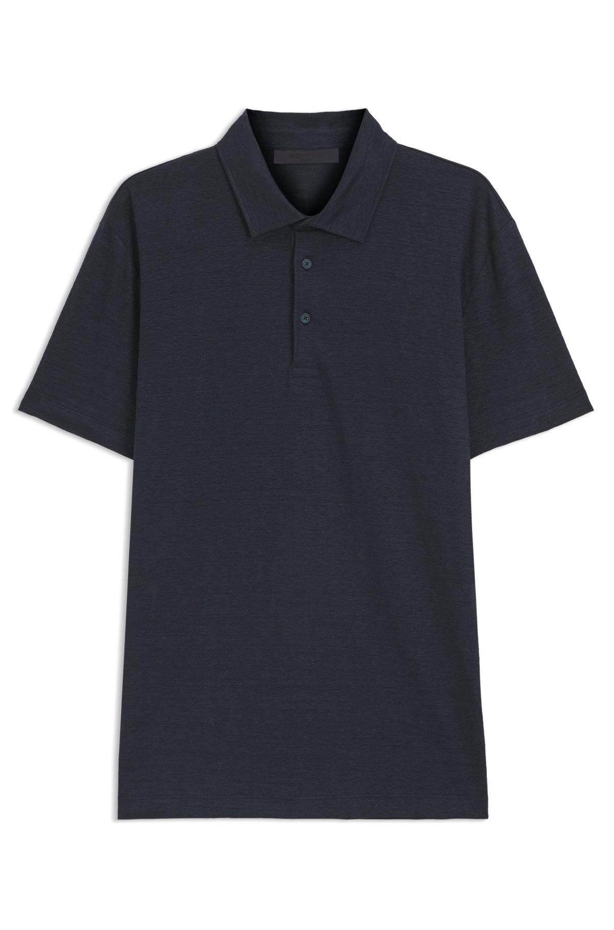 BOSS - BECKHAM x BOSS polo shirt in linen - Dark Blue Product Image