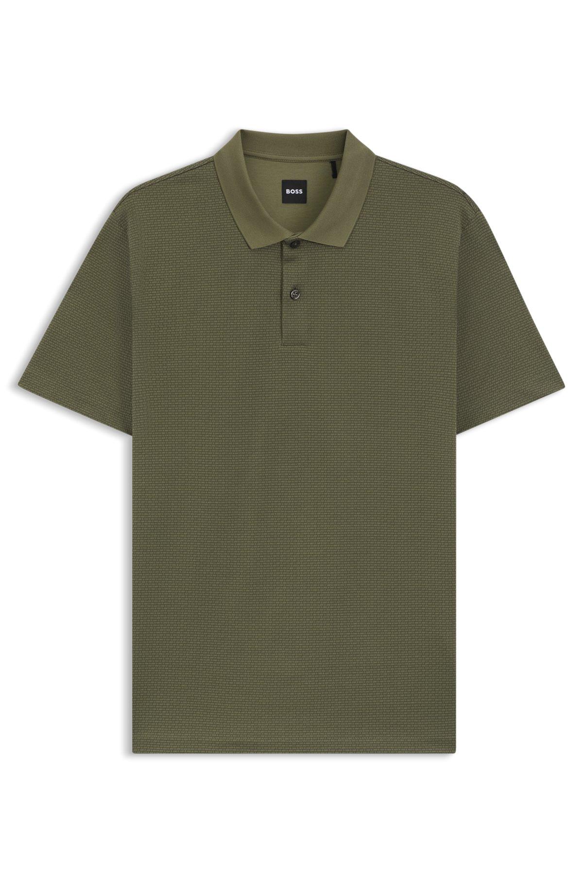 Mercerized-cotton polo shirt with geometric jacquard Product Image