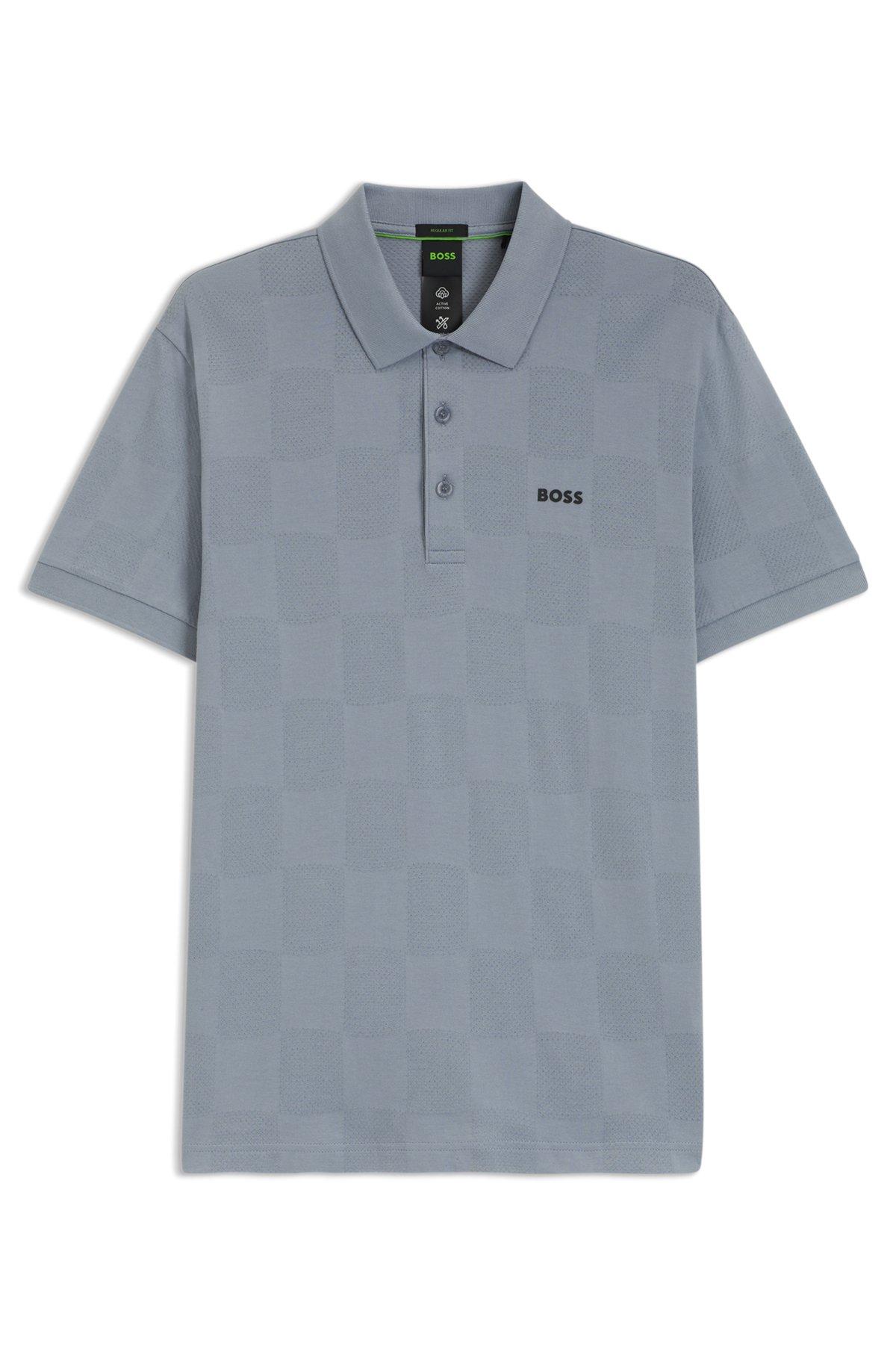 BOSS - Cotton polo shirt with jacquard body-mapping - Dark Grey Product Image