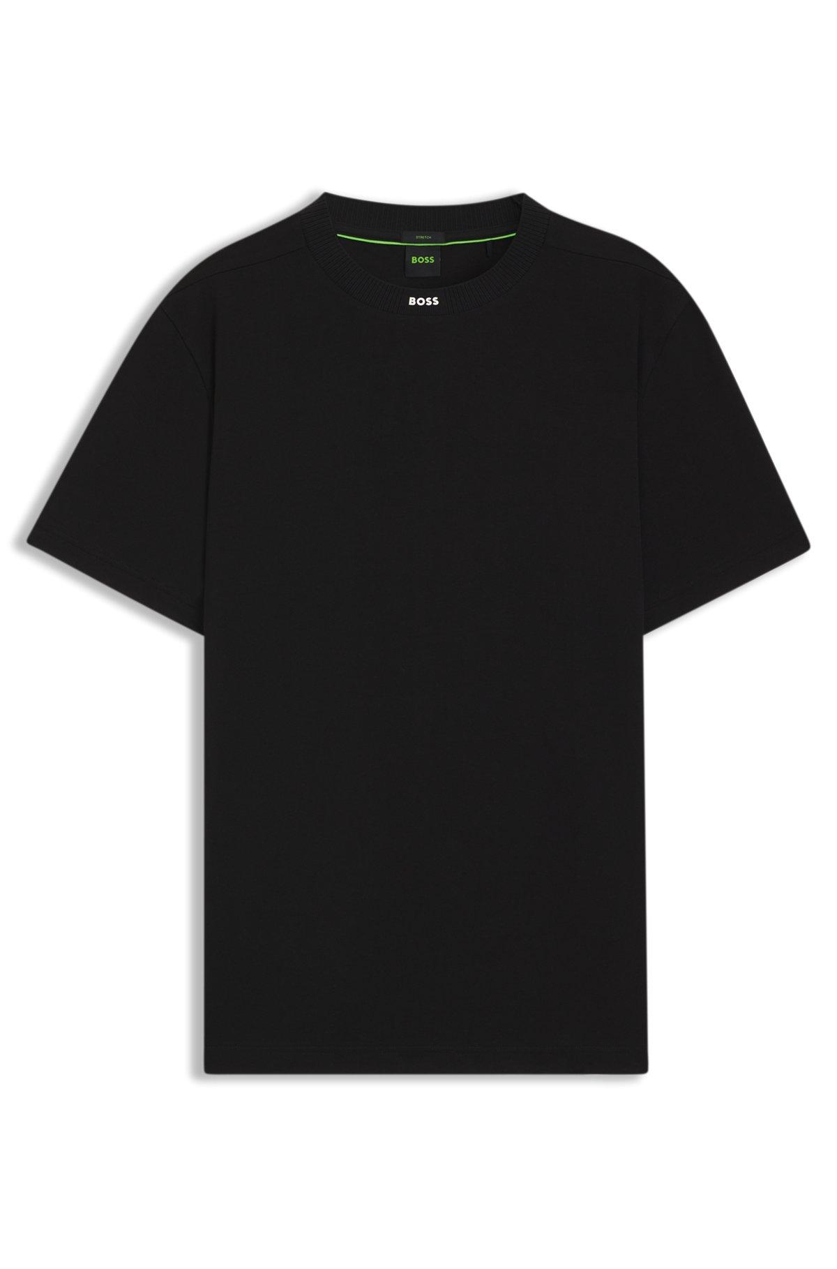 Stretch-cotton T-shirt with logo collar Product Image