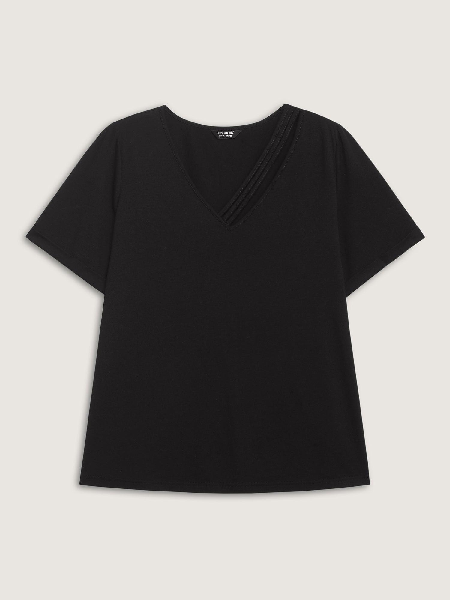Neck Cut-Out Plain T-Shirt Female Product Image