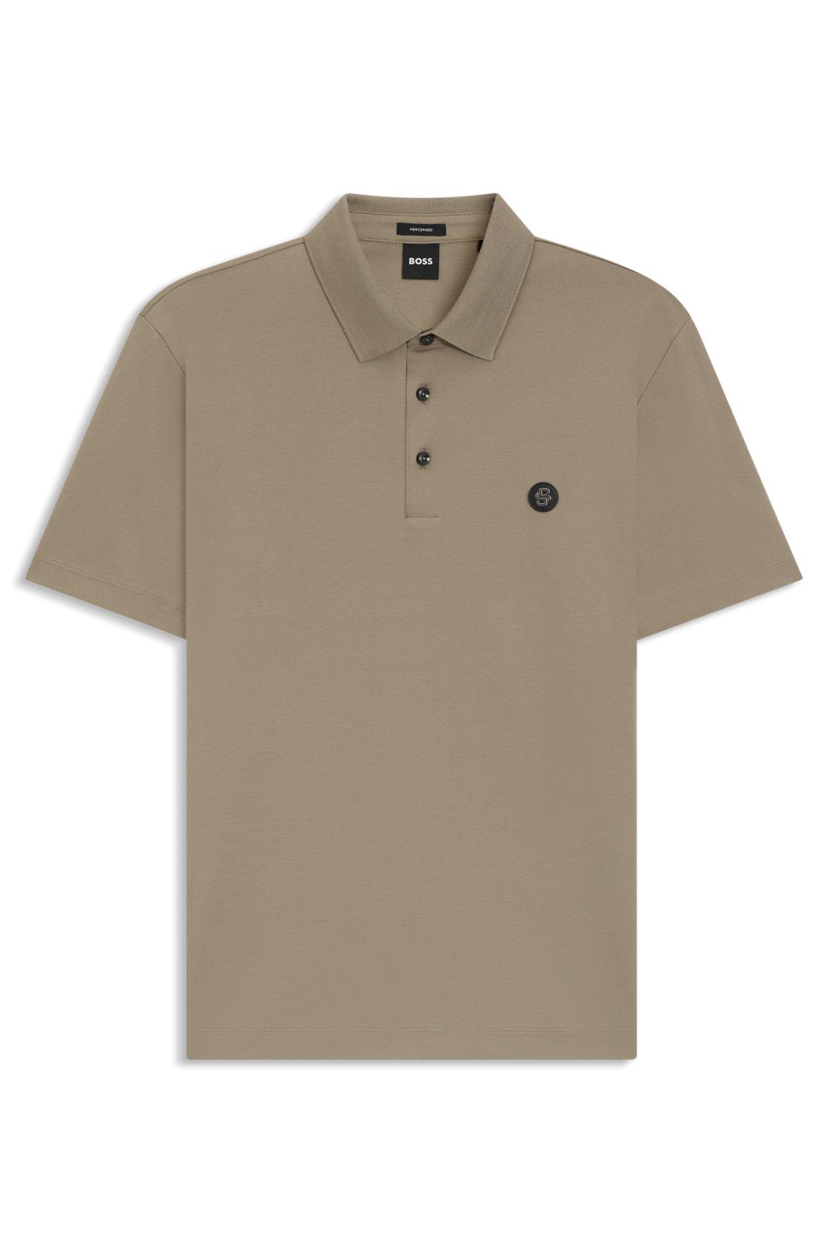 Mercerized-cotton polo shirt with double monogram Product Image