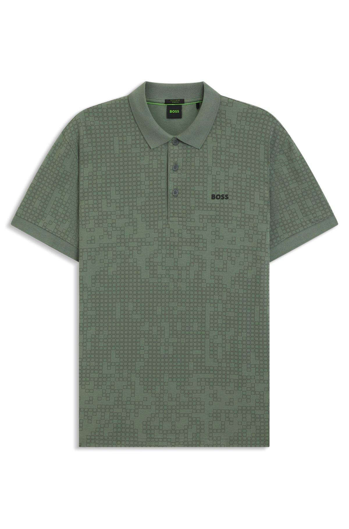 Mercerized-cotton polo shirt with geometric jacquard Product Image