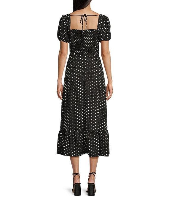 I.N. San Francisco Square Neck Short Puff Sleeve Dotted Midi Dress Product Image