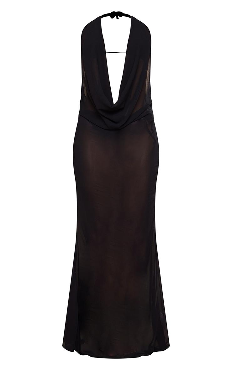 Black Plunge Front Open Back Beach Dress Product Image