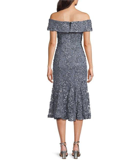 Alex Evenings Soutache Off the Shoulder Short Sleeve Fit and Flare Midi Dress Product Image