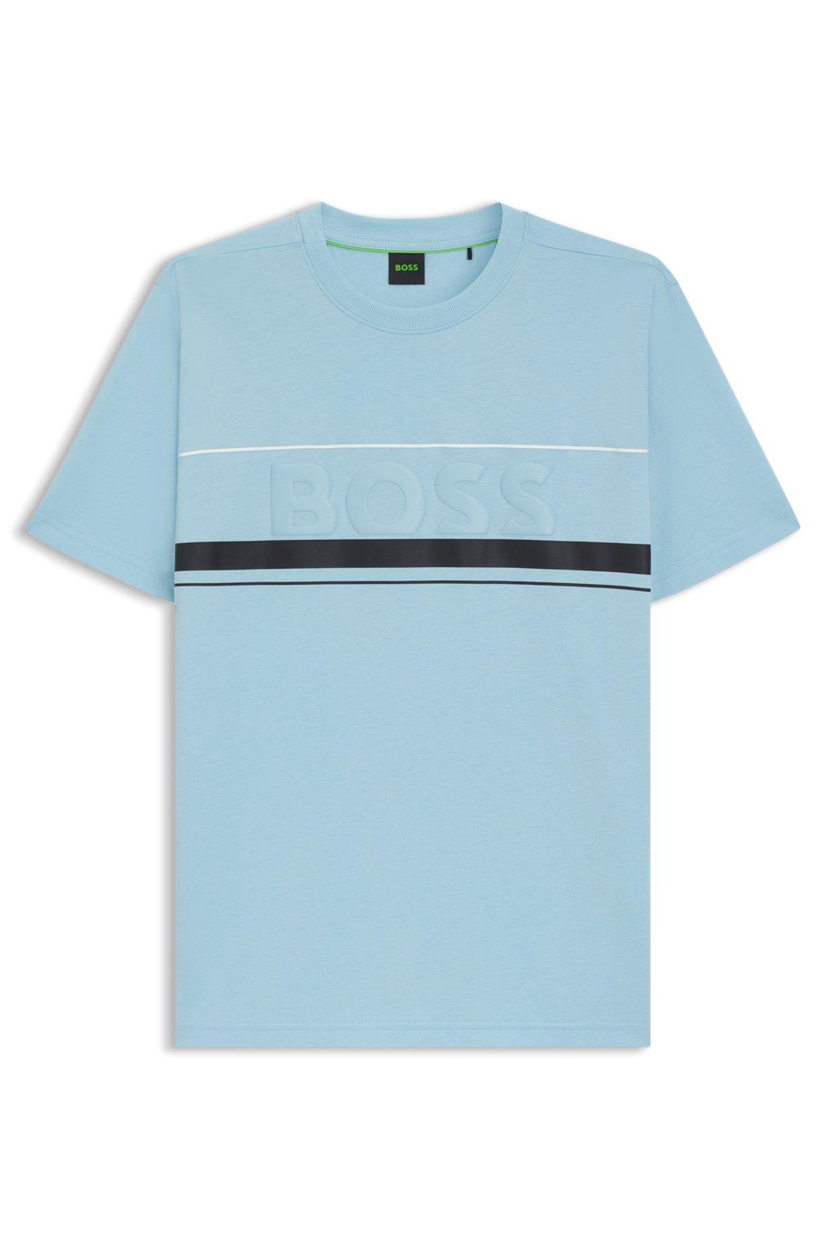 Cotton-jersey T-shirt with stripes and logo Product Image