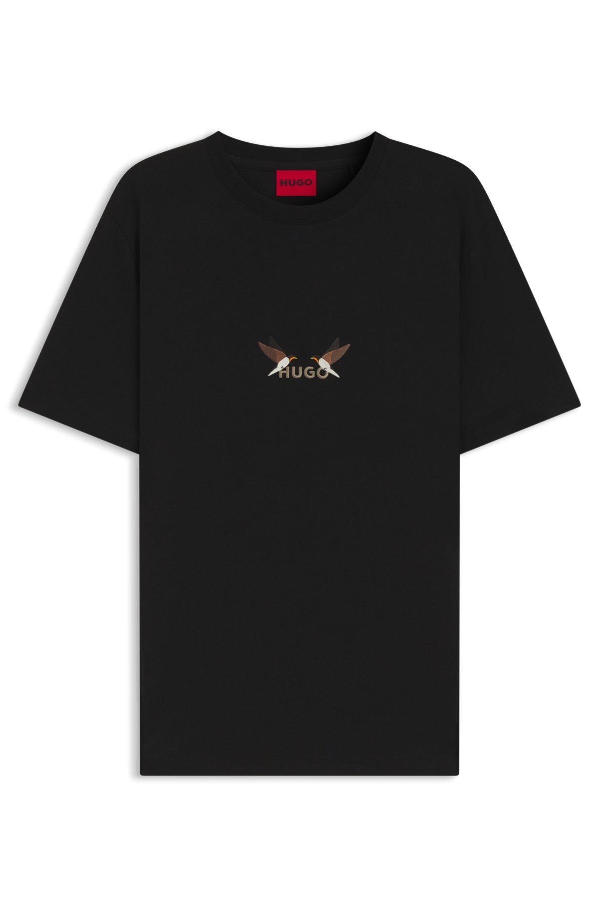 Cotton jersey T-shirt with curved embroidered logo Product Image