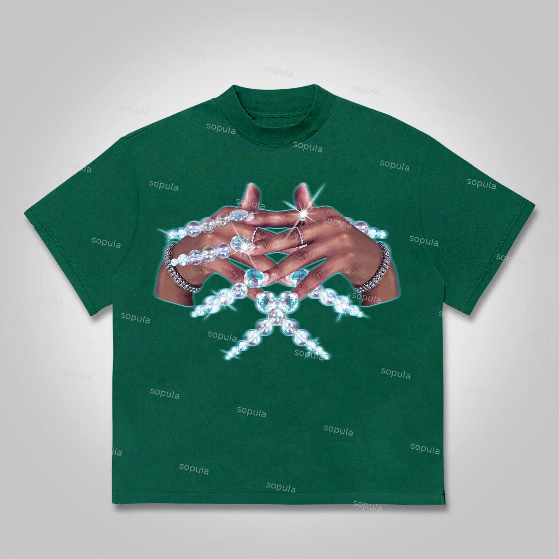 Sopula Jewelry Sparkle Finger Graphic Print Cotton T-shirt Product Image