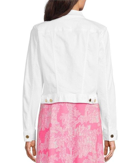 Lilly Pulitzer Seaspray Point Collar Long Sleeve Button Down Denim Jacket Product Image