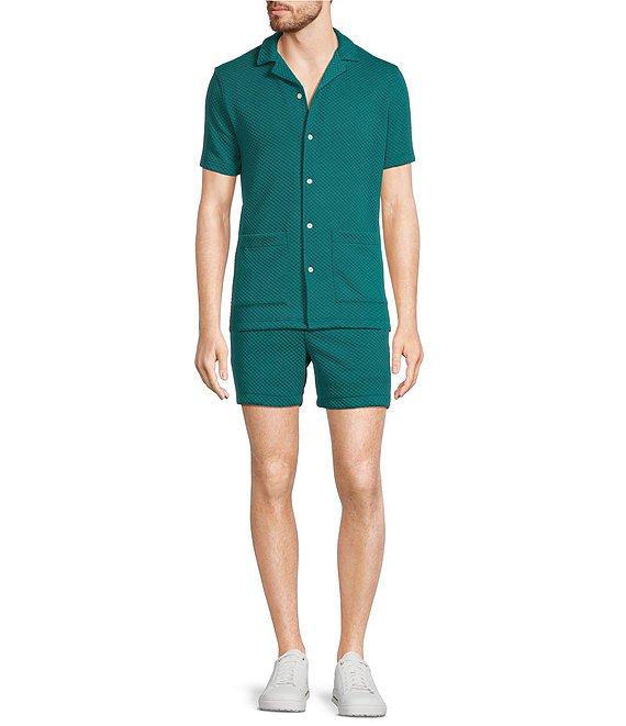 Murano Slim Fit Dual Pocket Textured Short Sleeve Woven Camp Shirt Product Image