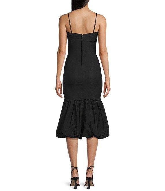 Honey and Rosie Sweetheart Neck Fitted Bubble Hem Midi Dress Product Image