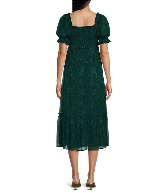 Midnight Doll Short Sleeve V-Neck Ruffle Hem Maxi Dress Product Image