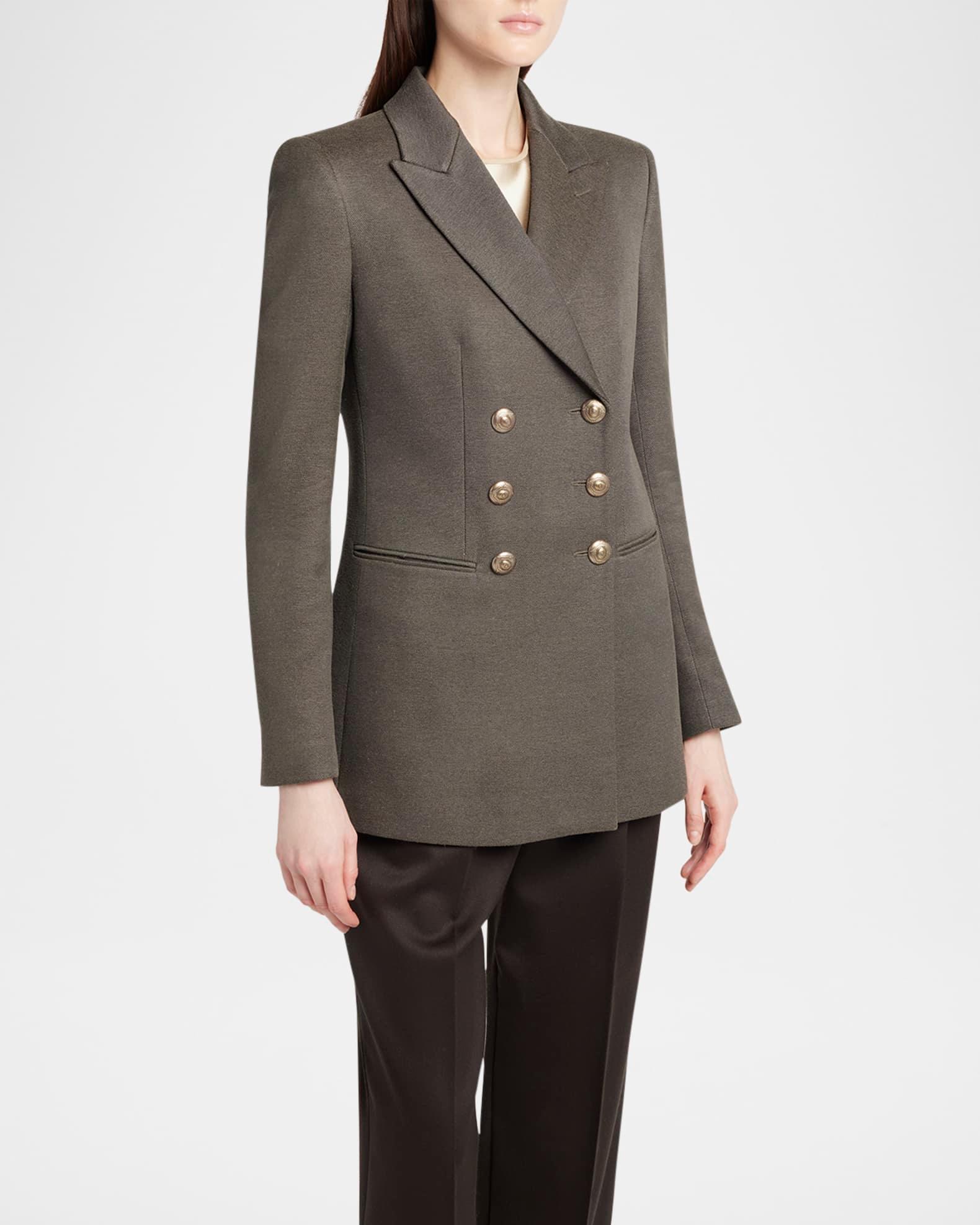 Silk Cotton Double-Breasted Blazer Product Image