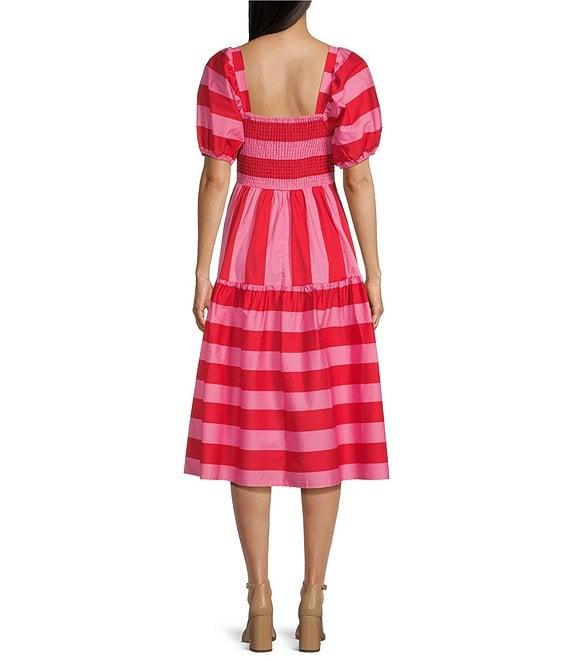 Midnight Doll Stretch Poplin Short Sleeve Striped Dress Product Image