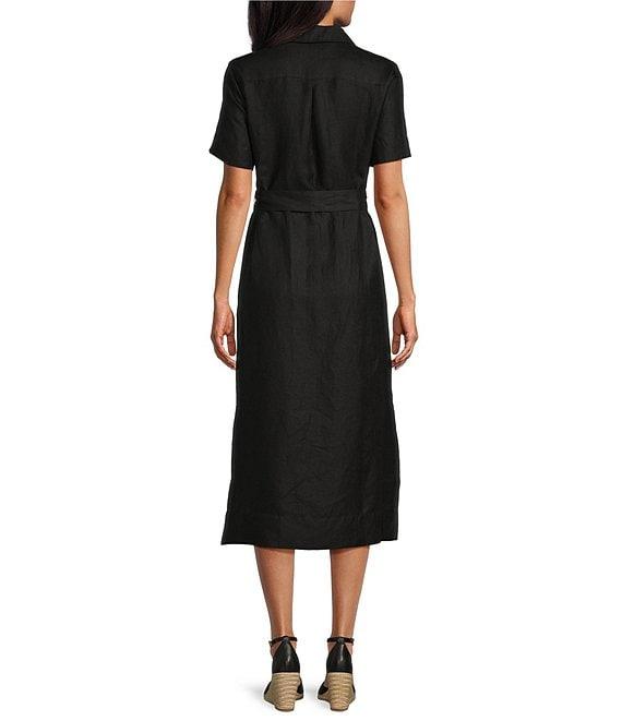 Tommy Bahama Coastalina Solid Cross Dyed Linen Plain Weave Point Collared Popover Midi Dress Product Image