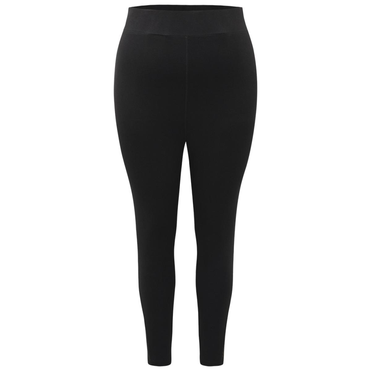 Plus Size Plain Patchwork Cut Out Wideband Waist Leggings Women Black Office High stretch Skinny High Rise Work Leggings BloomChic 18-20/2X Product Image