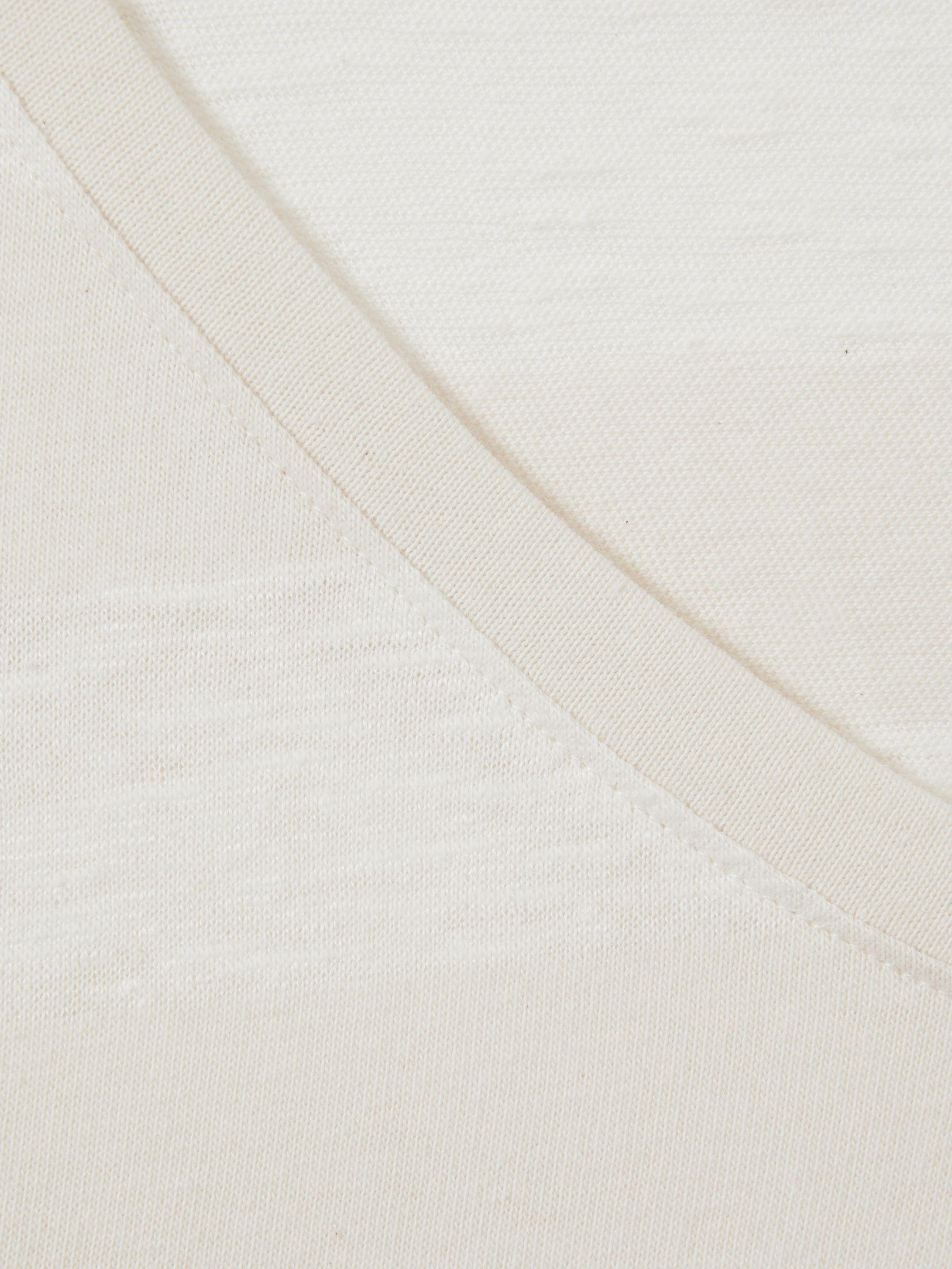 Linen-Cotton Striped V-Neck T-Shirt in Neutral/Ivory Product Image