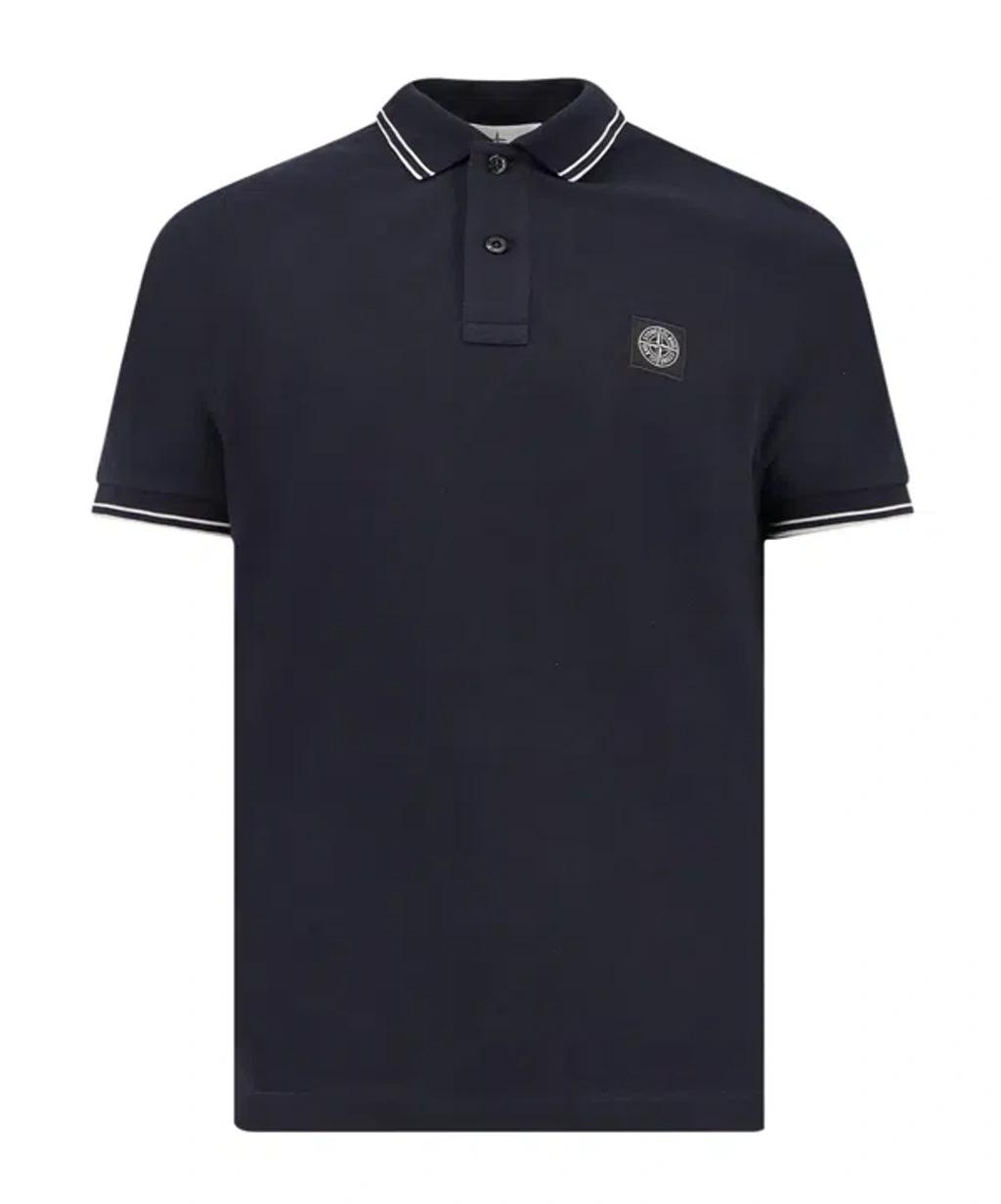 STONE ISLAND Mens Black Brand-patch Regular-fit Stretch-cotton Polo Shirt Xl Product Image