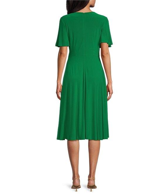 Jessica Howard Petite Size Short Sleeve Novelty Hardware Midi Dress Product Image