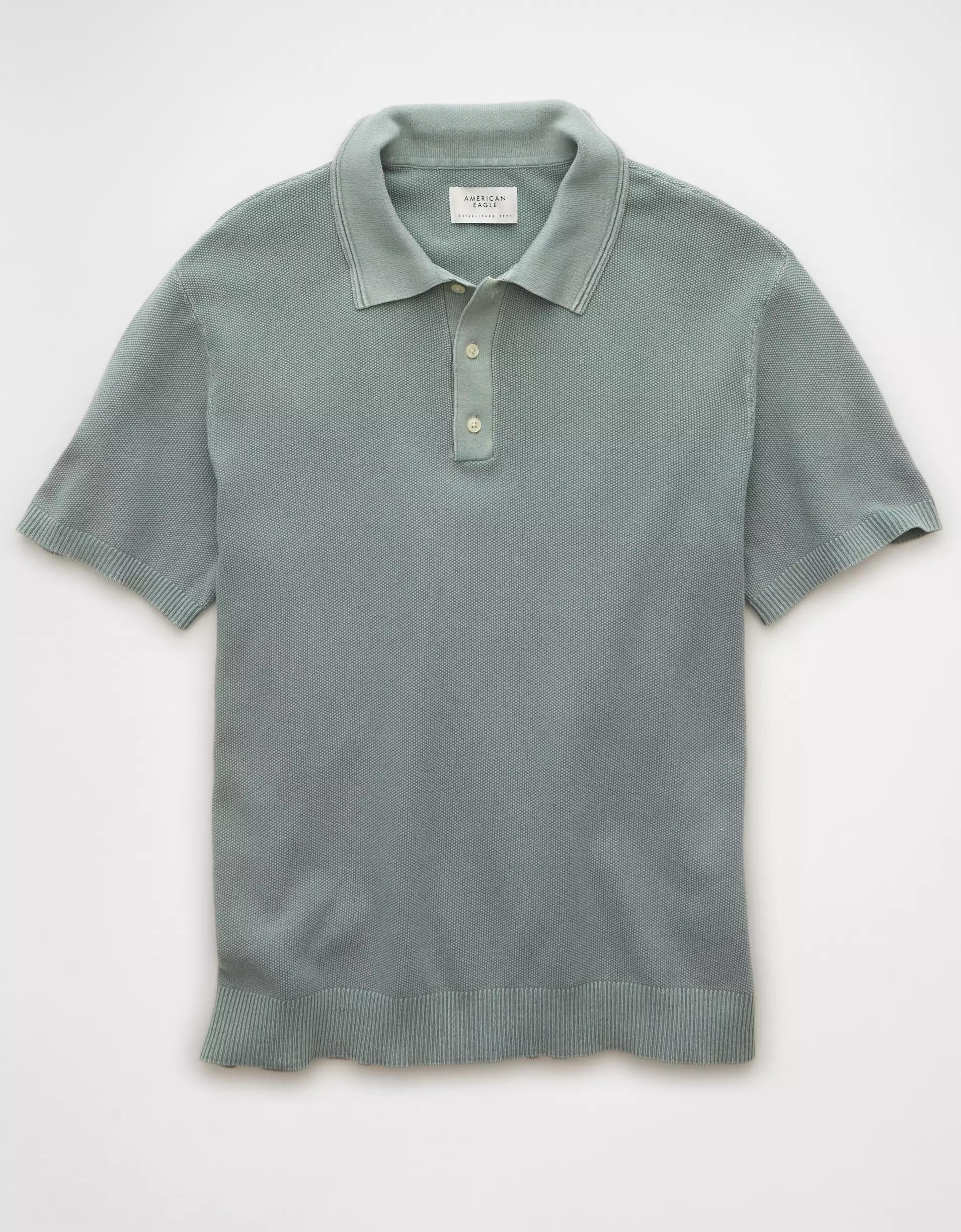 AE Weekend Washed Sweater Polo Shirt Product Image
