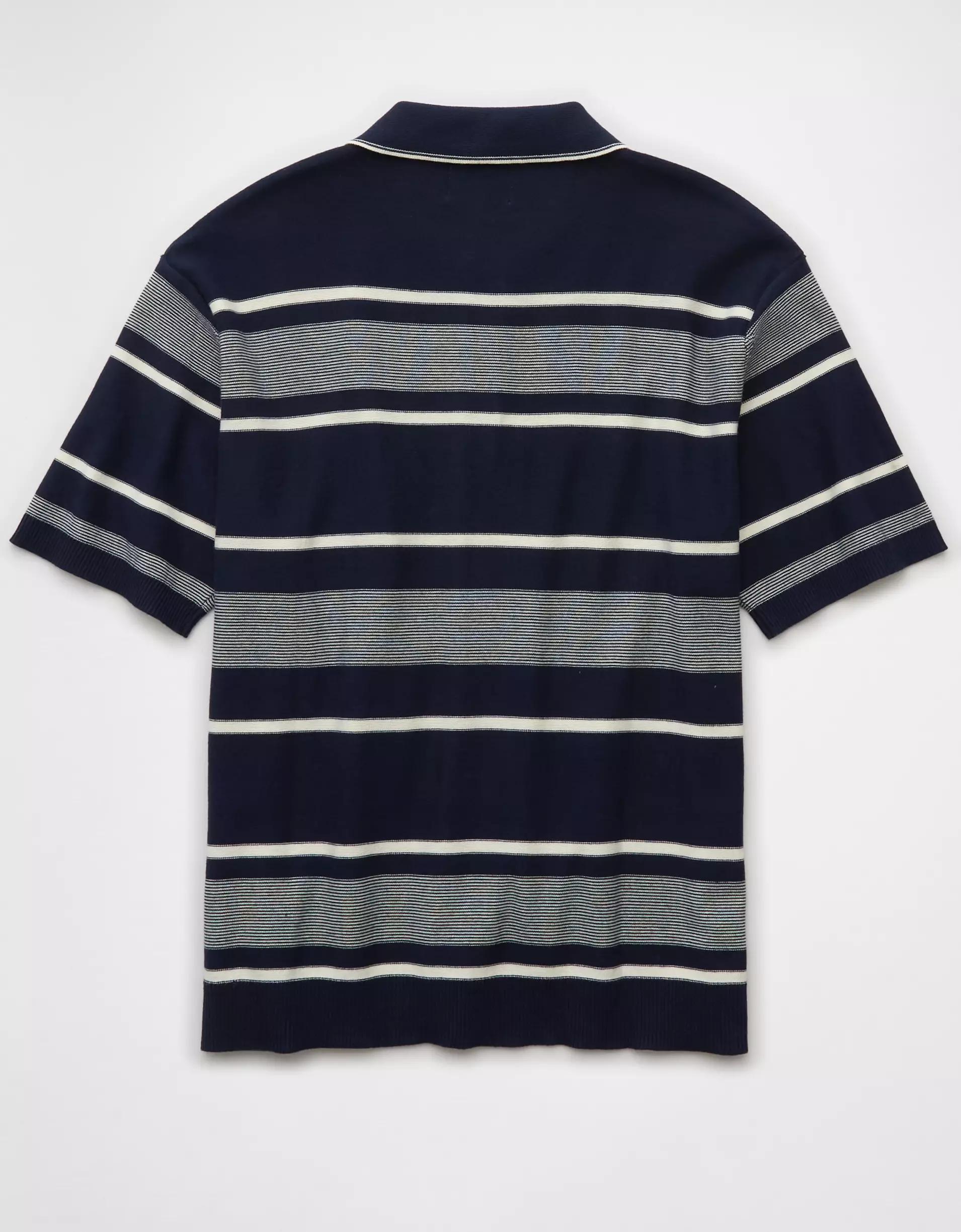 AE Weekend Jersey Striped Sweater Polo Shirt Product Image