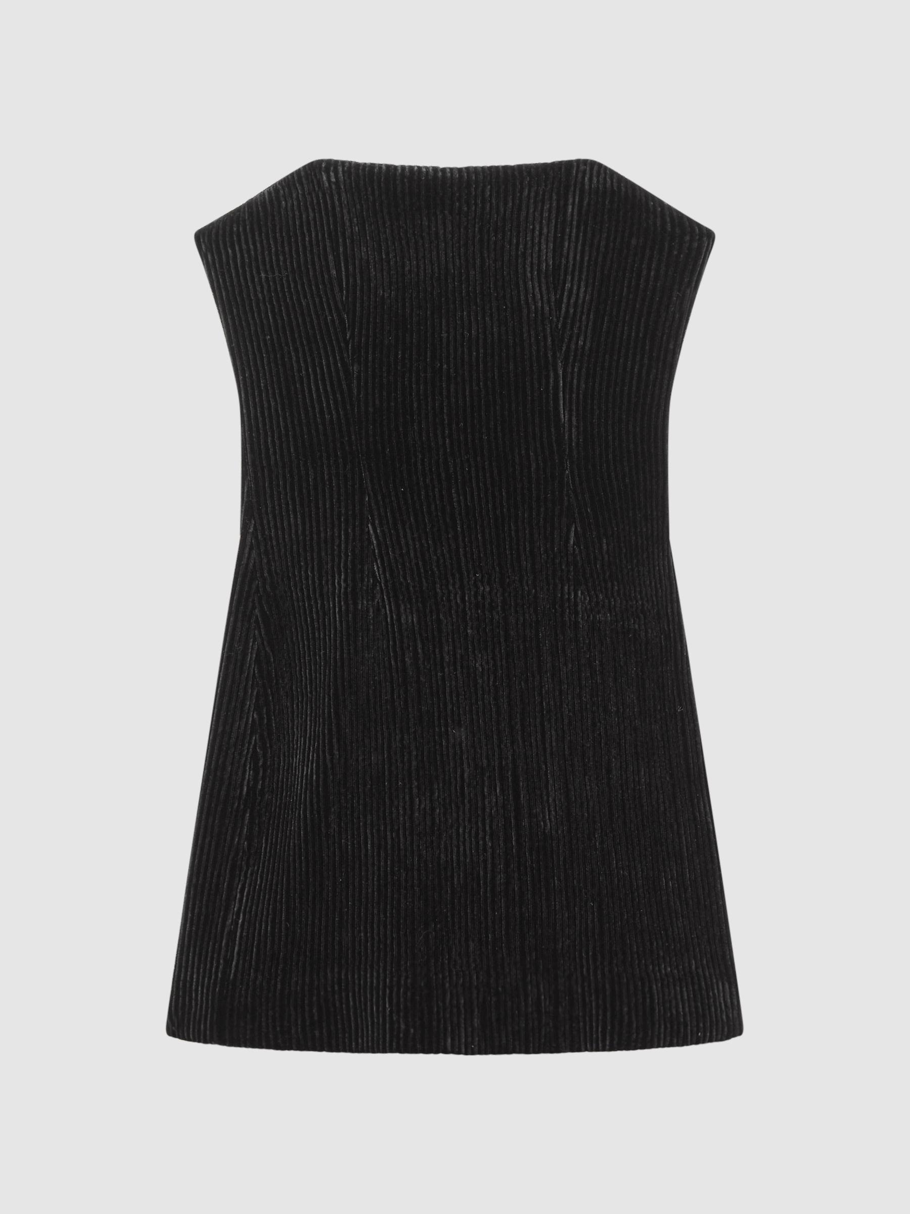 Velvet Pleat Detail Mini Dress in Black Product Image