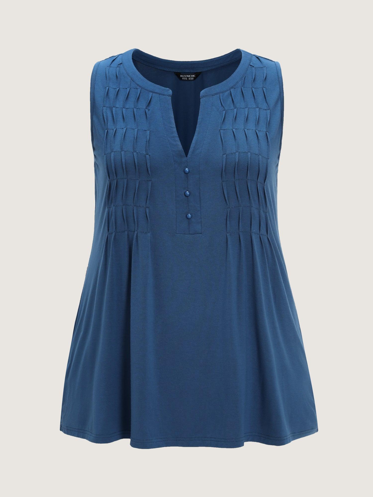 Stretchy Toothpick Pleats Plain Tank Top Female Product Image